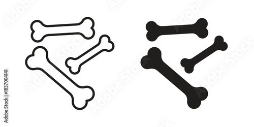 Bones icons in black glyph and liner versions for design.
