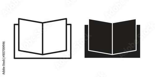 Book icons in black glyph and liner versions for design.