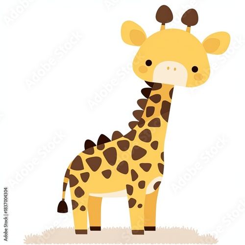 Cute Cartoon Illustration of a Stuffed Giraffe
