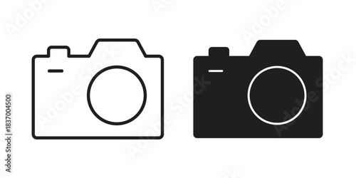 Camera icons in black glyph and liner versions for design.