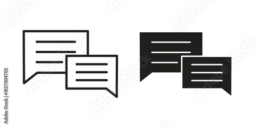 Chat icons in black glyph and liner versions for design.