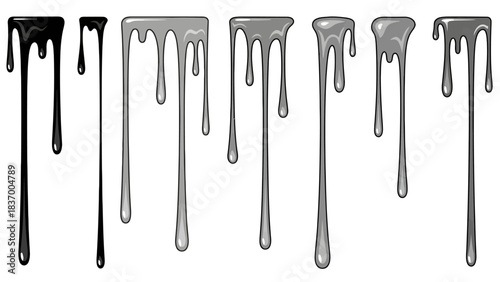 Black and gray dripping paint ink or liquid