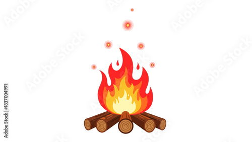 Campfire with logs and embers