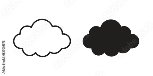 Cloud icons in black glyph and liner versions for design.