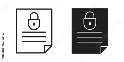 Confidential icons in black glyph and liner versions for design.