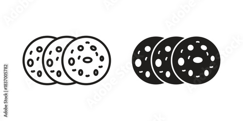 Cookie icons in black glyph and liner versions for design.