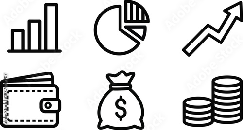 Financial Icons Representing Growth, Savings, and Wealth Management