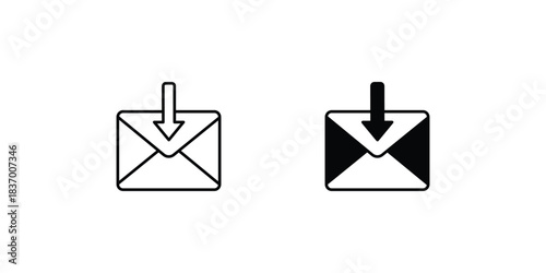 Mail  set icon with white background vector stock illustration