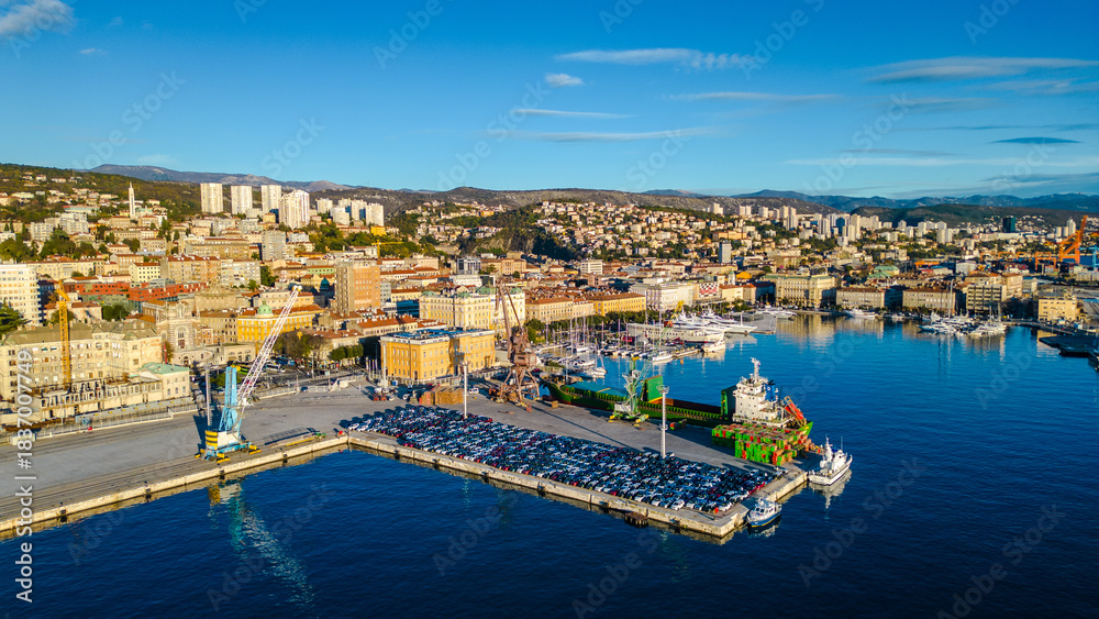 Fototapeta premium Rijeka Port Cityscape