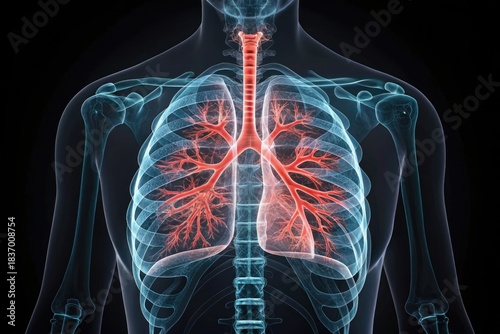 The Image Displays an Intricate Representation of Human Lungs