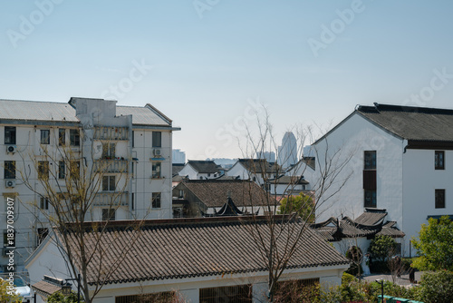 View of Suzhou City Wall traditional houses in China