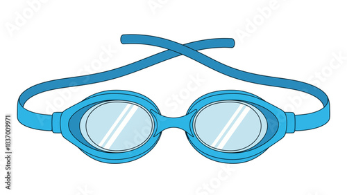 Blue swimming goggles with clear lenses and adjustable strap