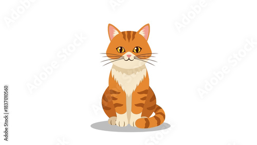 Cute Orange Tabby Cat Sitting and Looking Forward.