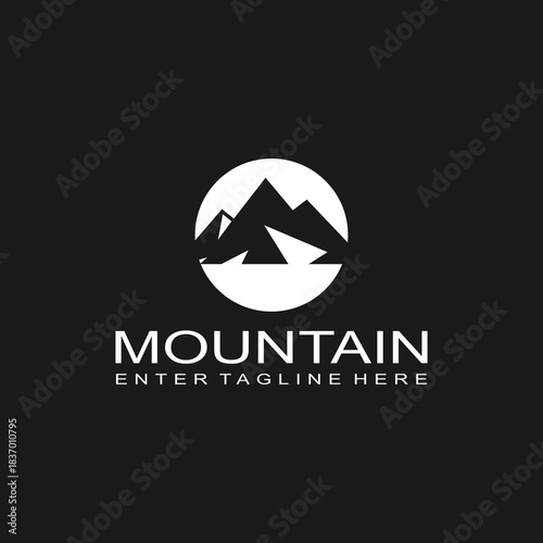 Mountain logo design, mountain range, vector, travel, outdoor, camping, valley, adventure, silhouette, outdoor, graphic, peak, element, shape, expedition, camp	