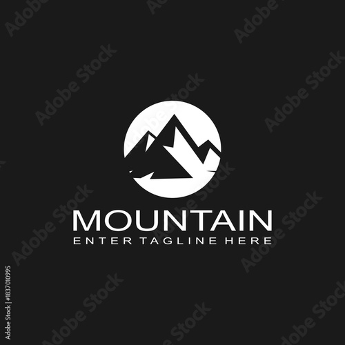 Mountain logo design, mountain range, vector, travel, outdoor, camping, valley, adventure, silhouette, outdoor, graphic, peak, element, shape, expedition, camp	