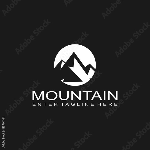 Mountain logo design, mountain range, vector, travel, outdoor, camping, valley, adventure, silhouette, outdoor, graphic, peak, element, shape, expedition, camp	