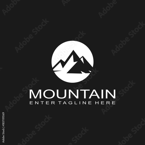 Mountain logo design, mountain range, vector, travel, outdoor, camping, valley, adventure, silhouette, outdoor, graphic, peak, element, shape, expedition, camp	