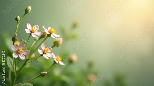Delicate Pink Blossoms in Soft Sunlight, a Serene Floral Scene of Natural Beauty