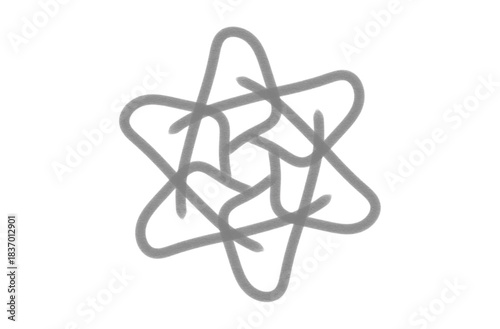Minimalist abstract gray star design interwoven in a dynamic, modern, and slightly chaotic pattern
