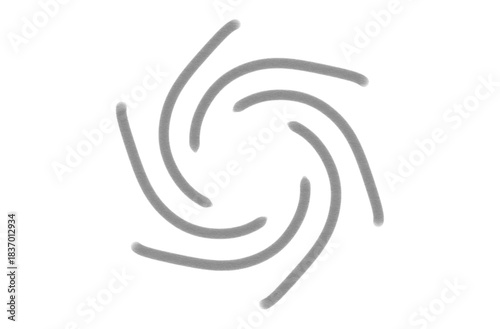 Minimalist swirling gray brush strokes create a dynamic abstract vortex design perfect for modern branding elements