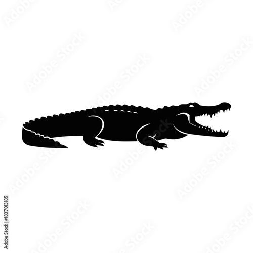 A dark, ominous silhouette of an alligator or crocodile