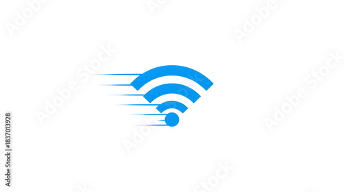 Blue Gradient Wifi Signal Icon with Motion Lines Representing High Speed Connection