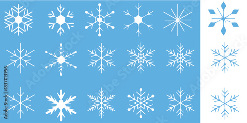 Charming snowflake pattern on blue for winter holiday cheer and festive backgrounds, perfect for seasonal promotions and designs