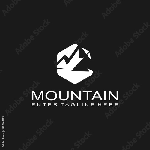 Mountain logo design, mountain range, vector, travel, outdoor, camping, valley, adventure, silhouette, outdoor, graphic, peak, element, shape, expedition, camp	
