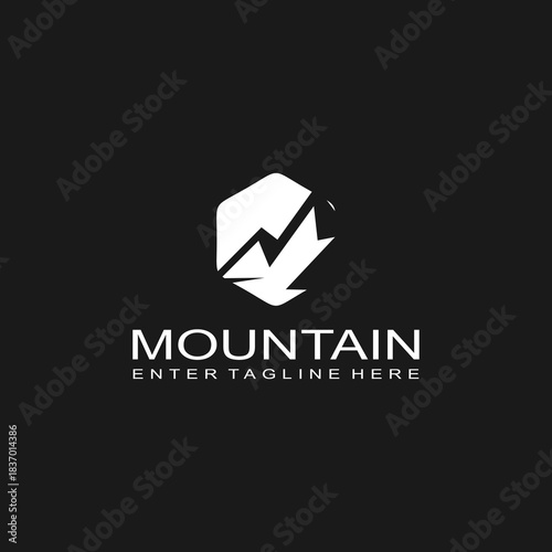 Mountain logo design, mountain range, vector, travel, outdoor, camping, valley, adventure, silhouette, outdoor, graphic, peak, element, shape, expedition, camp	