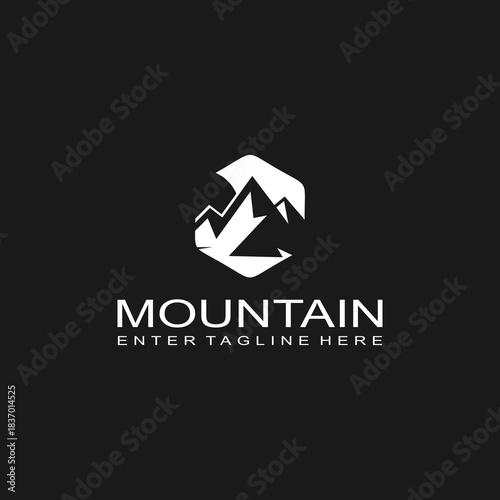 Mountain logo design, mountain range, vector, travel, outdoor, camping, valley, adventure, silhouette, outdoor, graphic, peak, element, shape, expedition, camp	