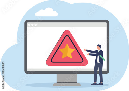 illustration of caution and attention to business ratings at risk of declining quality
