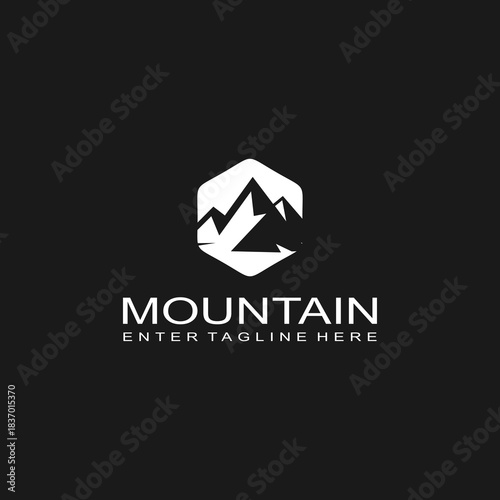 Mountain logo design, mountain range, vector, travel, outdoor, camping, valley, adventure, silhouette, outdoor, graphic, peak, element, shape, expedition, camp	