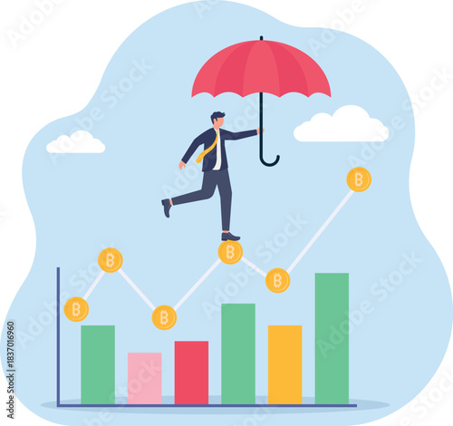 illustration of step-by-step growing bitcoin investment assets despite many challenges
