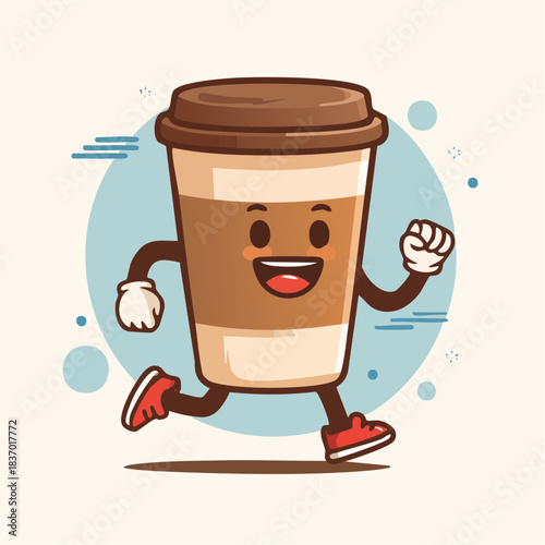 Coffee Cup Mascot Character Illustration