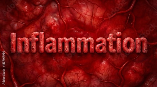 Detailed inflamed tissue illustration showing blood vessels and cracked skin texture