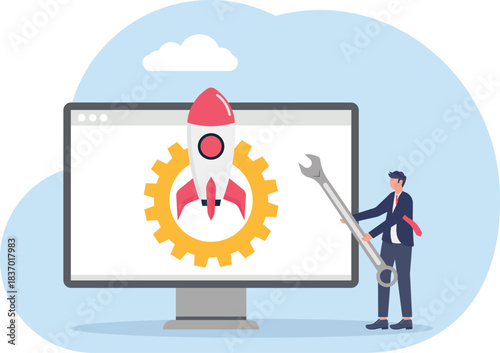 illustration of maintenance and performance adjustments in a startup company

