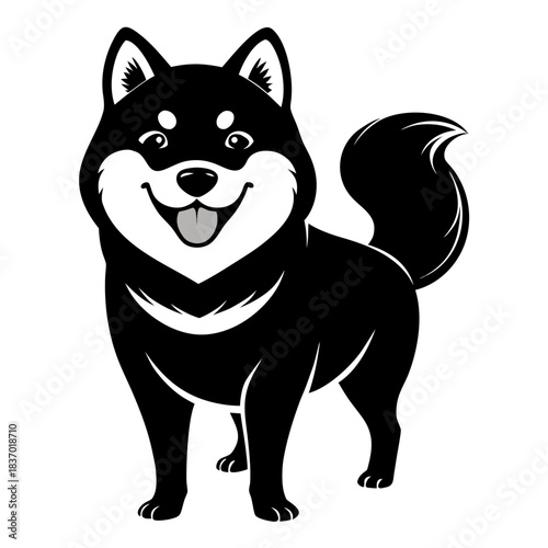 Shiba Inu Smiling Face vector clean black silhouette design white background