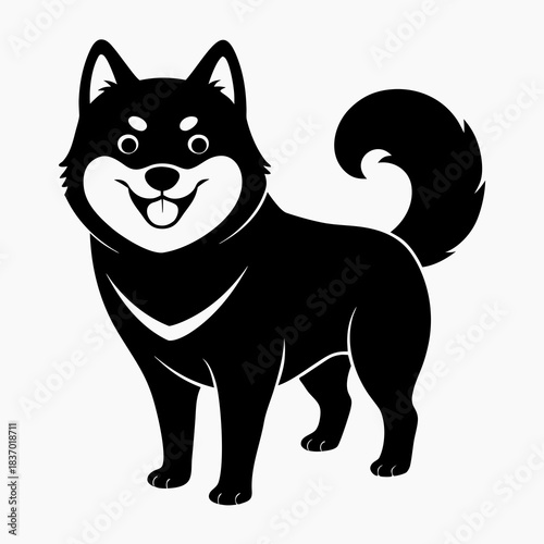Shiba Inu Smiling Face vector clean black silhouette design white background