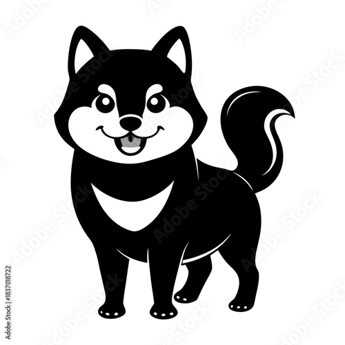 Shiba Inu Smiling Face vector clean black silhouette design white background