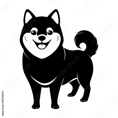 Shiba Inu Smiling Face vector clean black silhouette design white background