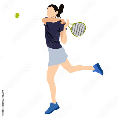 Female tennis player in action.