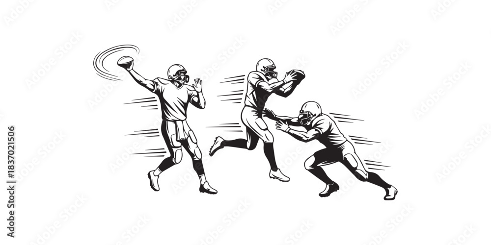 Fototapeta premium American football player in action vector illustration sport athlete action