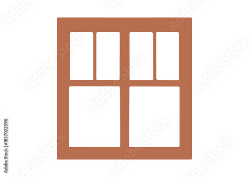 House window in a rectangular shape, colored and isolated on a white backdrop. Vector graphic

