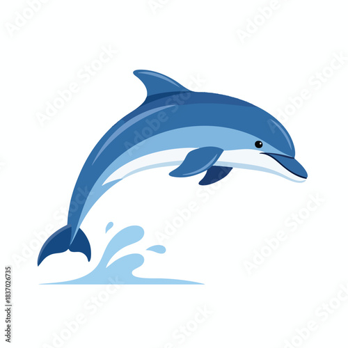 Dolphin Leaping out of Water Illustration