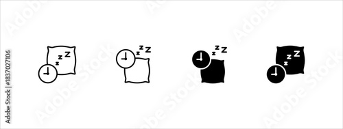 Collection of line symbols set of bedtime icons on white background, eps10.