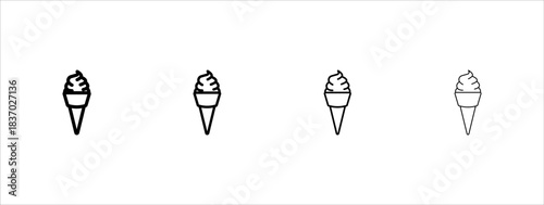 Cornet ice cream line icon set. Cornet ice cream line vector icon for web design isolated on white background.