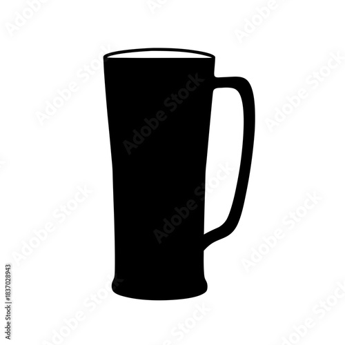 A tall beer mug silhouette illustration against a white background for design projects