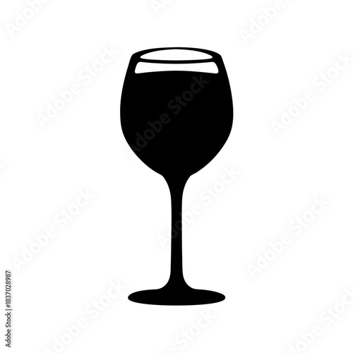 Elegant wine glass silhouette, a timeless symbol representing celebration, fine dining, beverages, luxury, and sommelier culture, ideal for sophisticated branding, digital graphics, and menus.