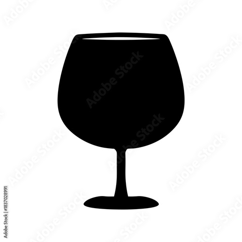 Black wine glass silhouette, a clean, minimalist vector graphic. represents celebration, wine, spirits, luxury, dining, and elegance. perfect for branding, events, and design.