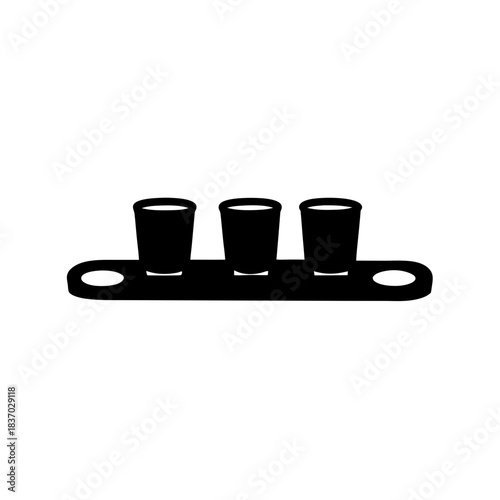 Black silhouette icon representing three taster glasses in a flight holder tray